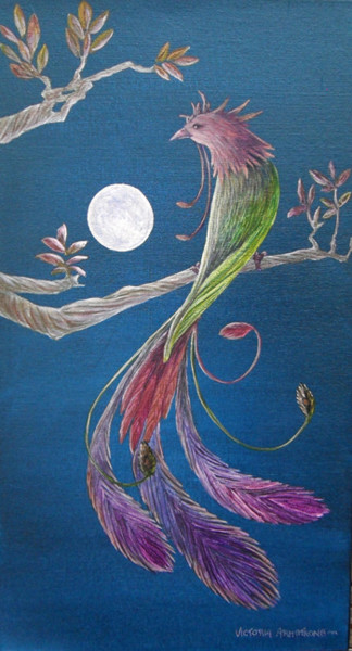 Malerei mit dem Titel "Moonlight Phoenix" von Victoria Armstrong, Original-Kunstwerk