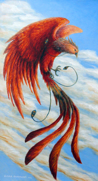 Painting titled "Phoenix Rising" by Victoria Armstrong, Original Artwork