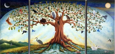 Schilderij getiteld "The Tree of Life -…" door Victoria Armstrong, Origineel Kunstwerk, Acryl