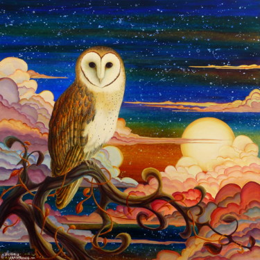 Pittura intitolato "Owl's Vigil II: Ref…" da Victoria Armstrong, Opera d'arte originale, Acrilico