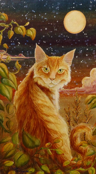 As Night Creeps in on Little Cat Feet I Painting titled "As Night Creeps in…" by Victoria Armstrong, Original Artwork, Acrylic