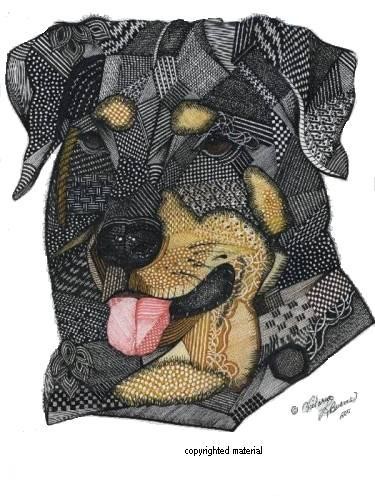 Drawing titled "Rottweiler" by Artori, Original Artwork, Ink
