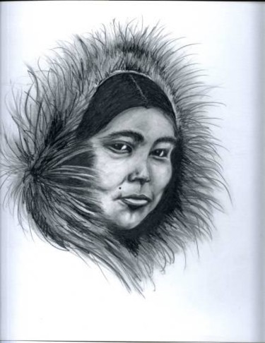 Drawing titled "Eskimo Woman" by Artori, Original Artwork, Pencil