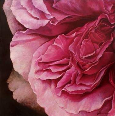 Painting titled "rose Austin" by Victoria Monte, Original Artwork, Oil