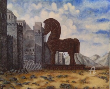 Pintura titulada "Trojan Horse" por Asma Shala, Obra de arte original, Acrílico