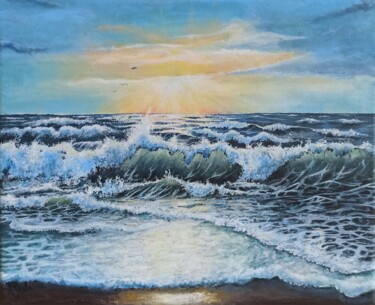 Painting titled "Sunrise" by Asma Shala, Original Artwork, Acrylic