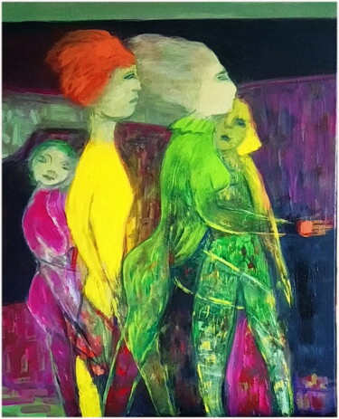 Peinture intitulée "La poursuite" par Victorine Follana, Œuvre d'art originale, Huile Monté sur Châssis en bois