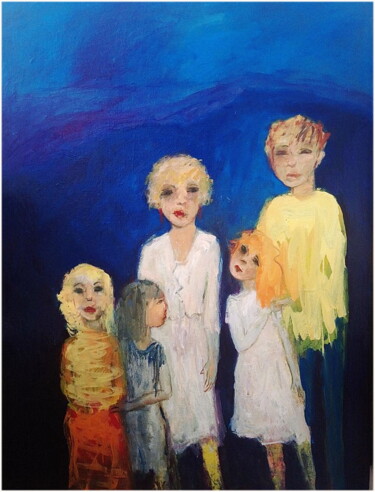 Painting titled "Here or there" by Victorine Follana, Original Artwork, Oil Mounted on Wood Stretcher frame