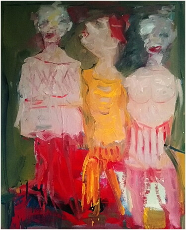 Painting titled "Les trois belles" by Victorine Follana, Original Artwork, Oil