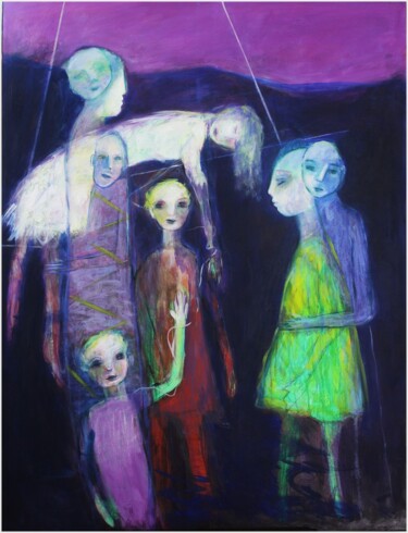 Peinture intitulée "L'aube violette" par Victorine Follana, Œuvre d'art originale, Huile Monté sur Châssis en bois