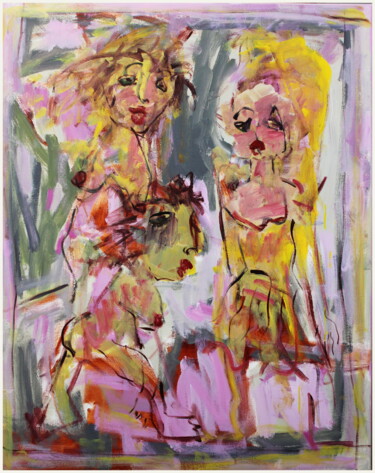 Painting titled "Les women" by Victorine Follana, Original Artwork, Acrylic Mounted on Wood Stretcher frame