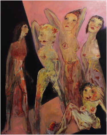 Schilderij getiteld "Les demoiselles d'I…" door Victorine Follana, Origineel Kunstwerk, Olie
