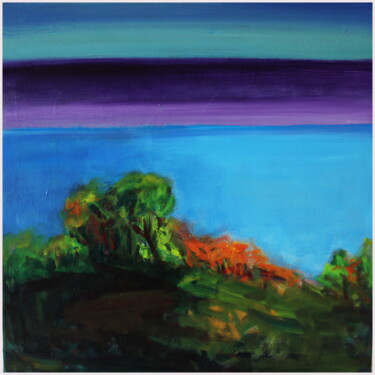 Pittura intitolato "Horizon violet" da Victorine Follana, Opera d'arte originale, Olio Montato su Telaio per barella in legno