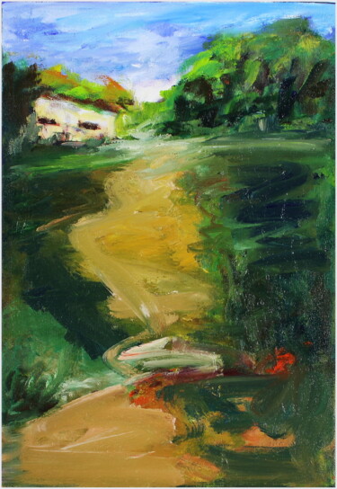 Painting titled "Chemin à Balaruc" by Victorine Follana, Original Artwork, Oil