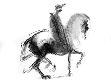 图画 标题为“Don Quichot” 由Victorine Guery, 原创艺术品, 石墨