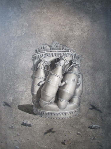 Картина под названием "Crónicas de vuelo" - Victor Manuel Ojeda Collado, Подлинное произведение искусства, Масло