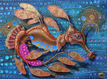 Painting titled "Leafy Seadragon" by Victor Molev, Original Artwork, Oil