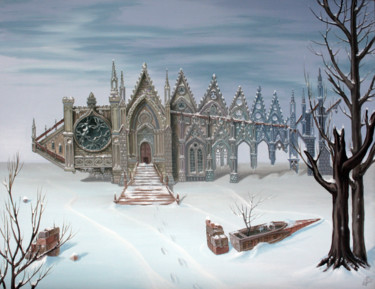 Картина под названием "The sad winter tale…" - Victor Molev, Подлинное произведение искусства, Масло Установлен на Деревянна…
