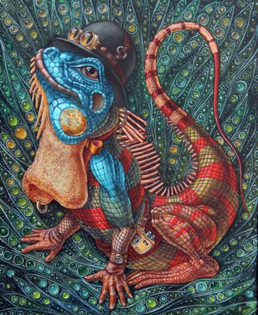 "Iguana" başlıklı Tablo Victor Molev tarafından, Orijinal sanat, Petrol