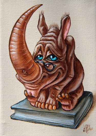 Pintura titulada "Bookworm" por Victor Molev, Obra de arte original, Oleo