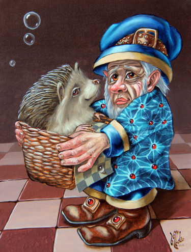 Peinture intitulée "Hedgehog" par Victor Molev, Œuvre d'art originale, Huile