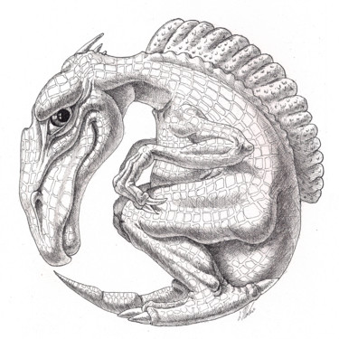Dessin intitulée "Spinnosaurus" par Victor Molev, Œuvre d'art originale, Encre