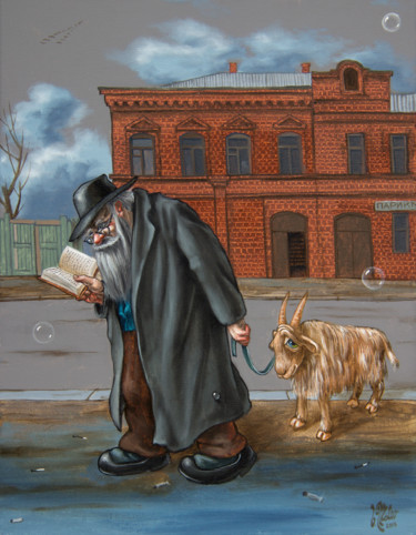 Картина под названием "Jewish wisdom" - Victor Molev, Подлинное произведение искусства, Масло