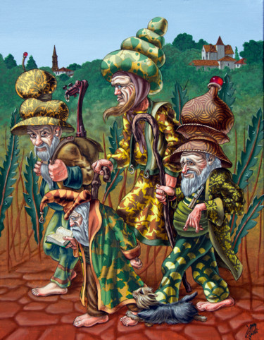 Painting titled "Pilgrims of High Gr…" by Victor Molev, Original Artwork, Oil