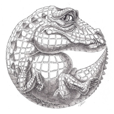 Tekening getiteld "Crocodile" door Victor Molev, Origineel Kunstwerk, Anders