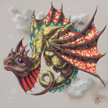 绘画 标题为“Dragon with Bee” 由Victor Molev, 原创艺术品, 油