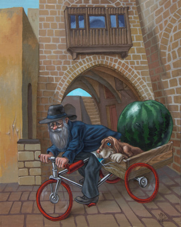 Schilderij getiteld "Watermelon" door Victor Molev, Origineel Kunstwerk, Olie