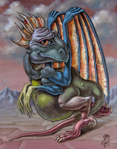 Pintura intitulada "Artistic Dragon" por Victor Molev, Obras de arte originais, Óleo
