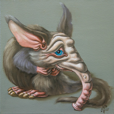 Painting titled "Elephant Mouse" by Victor Molev, Original Artwork, Oil
