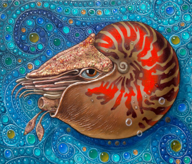 Painting titled "Nautilus" by Victor Molev, Original Artwork, Oil