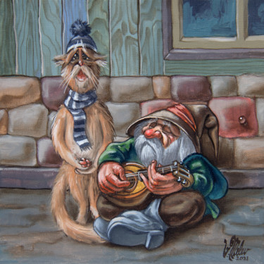 Roadside Strays. Sketch №2 "Roadside Strays. Sk…" başlıklı Tablo Victor Molev tarafından, Orijinal sanat, Petrol Tuval sedye üzerine monte edilmiş
