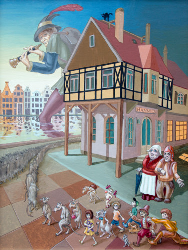 Картина под названием "Rat-Catcher" - Victor Molev, Подлинное произведение искусства, Масло Установлен на Деревянная рама дл…