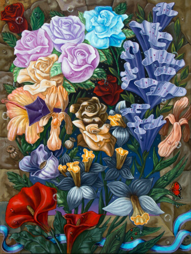 Painting titled "A bouquet for Alber…" by Victor Molev, Original Artwork, Oil