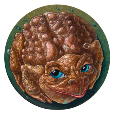 Painting titled "Ginger Grand Toad" by Victor Molev, Original Artwork, Oil Mounted on Wood Stretcher frame