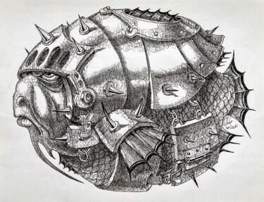 Disegno intitolato "Rumble Fish" da Victor Molev, Opera d'arte originale, Inchiostro