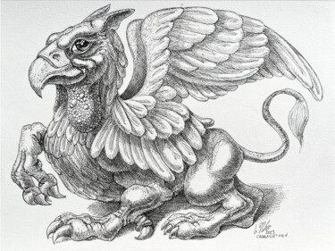 Zeichnungen mit dem Titel "Cabbagetown Griffin" von Victor Molev, Original-Kunstwerk, Tinte