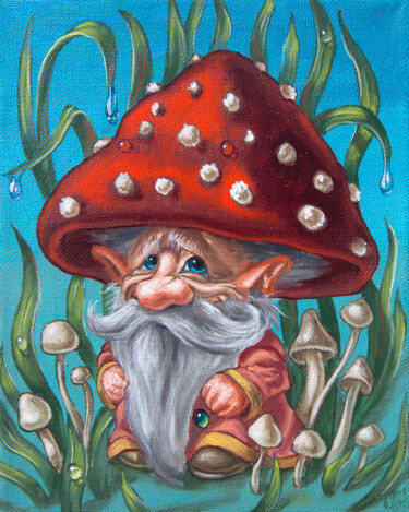 Pintura titulada "Senior  Mushroom" por Victor Molev, Obra de arte original, Oleo Montado en Bastidor de camilla de madera