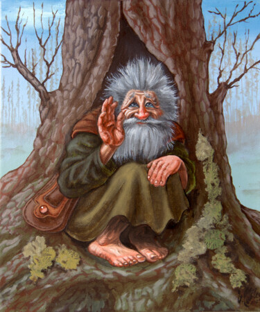 Картина под названием "Forest man" - Victor Molev, Подлинное произведение искусства, Масло