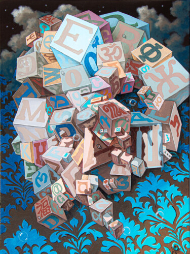 "Einstein's Cubes" başlıklı Tablo Victor Molev tarafından, Orijinal sanat, Petrol
