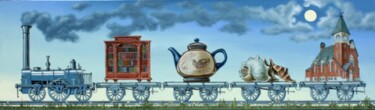 Pintura intitulada "Locomotive" por Victor Molev, Obras de arte originais