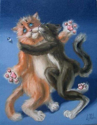 Картина под названием "Cats" - Victor Molev, Подлинное произведение искусства