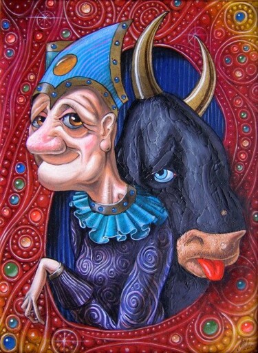 Pintura titulada "Lady with Ox" por Victor Molev, Obra de arte original