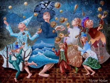 Ζωγραφική με τίτλο "Jugglery" από Victor Molev, Αυθεντικά έργα τέχνης