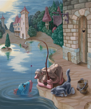 Painting titled "Fisherman" by Victor Molev, Original Artwork, Oil