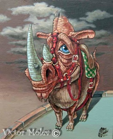 Pintura titulada "Racing Rhino" por Victor Molev, Obra de arte original, Otro