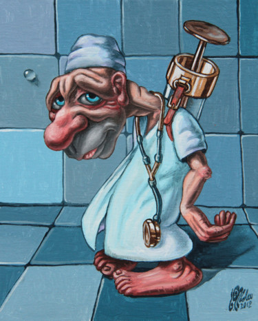 Schilderij getiteld "Paramedic" door Victor Molev, Origineel Kunstwerk, Olie